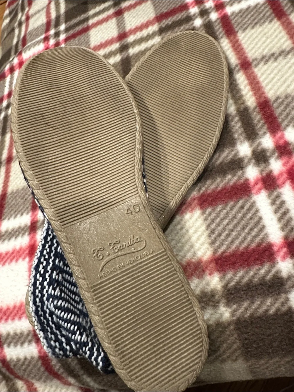 Navy & White Striped Slip-On Espadrilles with Playful Eye Appliqué NEW WO TAGS